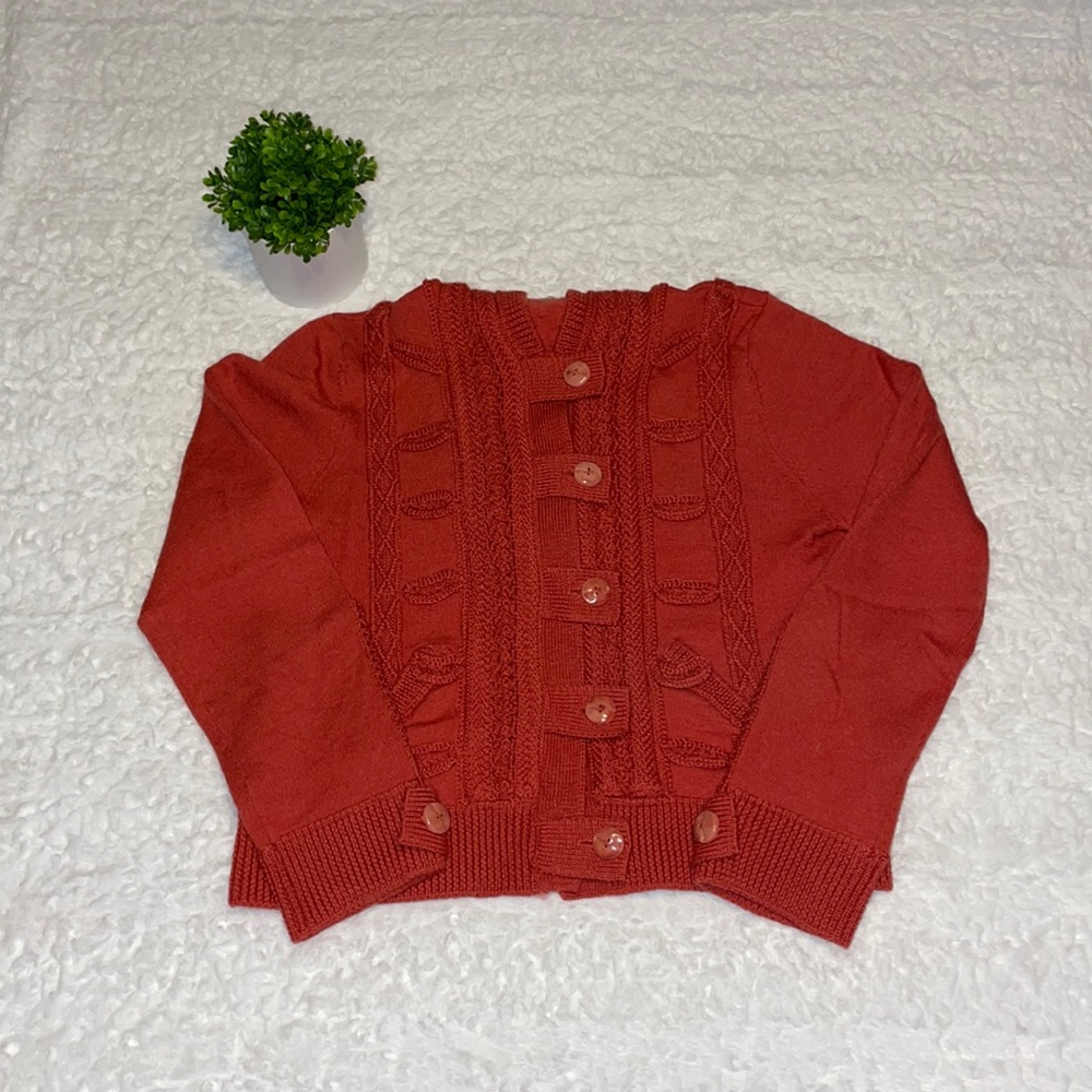 Lia Molly Burnt Orange Wool Hooded Cardigan Sweater